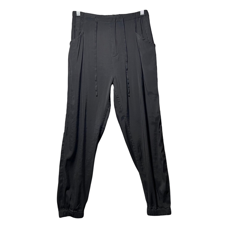 Elodie Black Jogger Pants‎ Elastic Waist Zipper Drawstring Pockets Size M